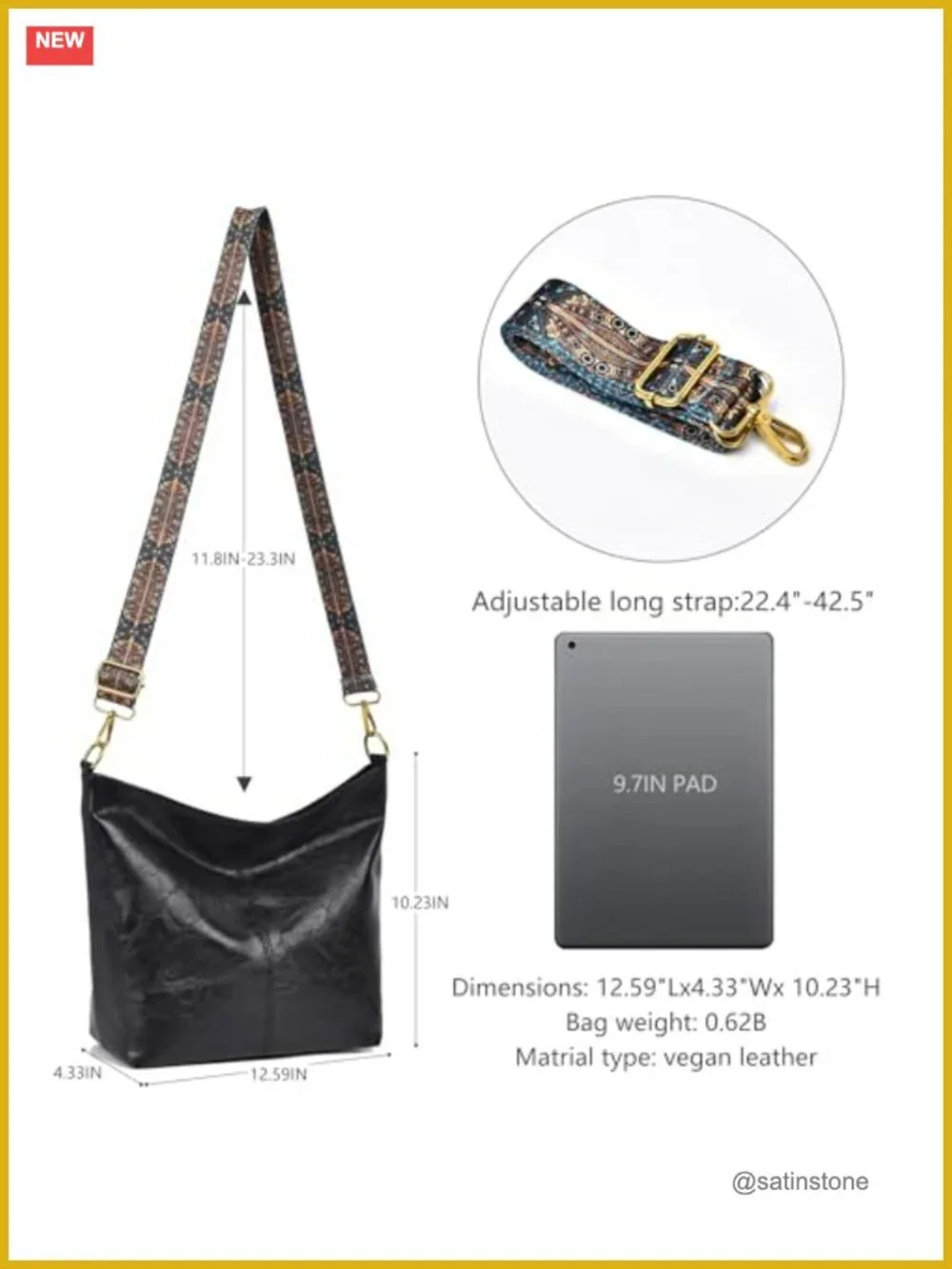Vegan Leather Hobo Bag Women Crossbody Shoulder Handbag Casual Purse